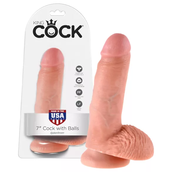 King Cock 7" Hoden Dildo (18 cm) - natur
