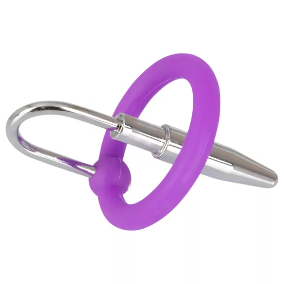 Penisplug - Silikon-Eichelring mit konischem Dilator (lila-silber)