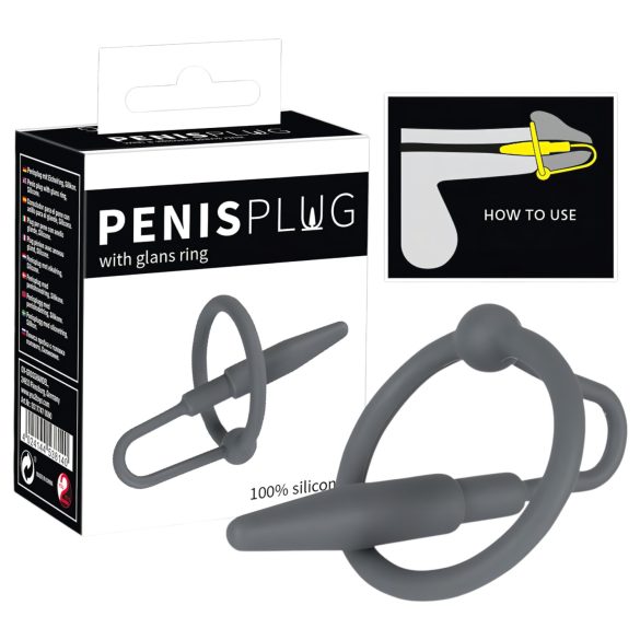 Penisplug - Silikon-Eichelring mit konischem Dilator (grau)