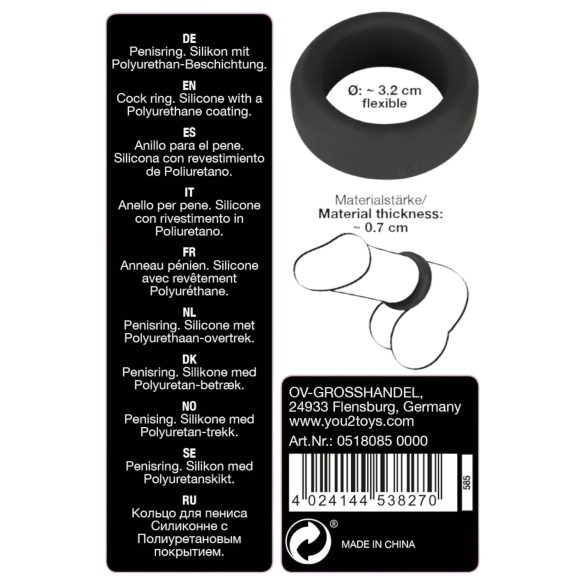 Black Velvet - dickwandiger Penisring (3,2 cm) - schwarz