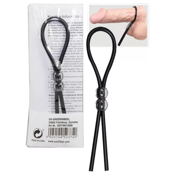 You2Toys - Einstellbarer Perlen-Penisring (schwarz)