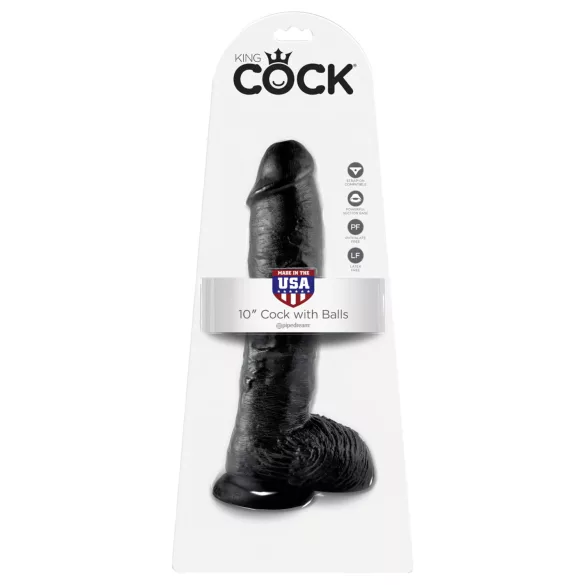King Cock 10" Hoden-Dildo (25 cm) - Schwarz