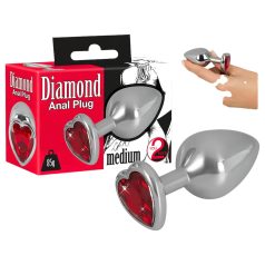 You2Toys - Diamond - Aluminium Anal Plug 85g (silber-rot)
