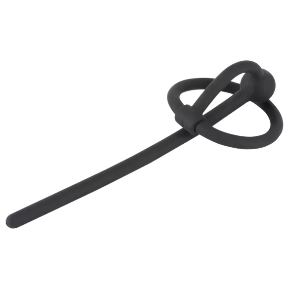 Penisplug - Silikon Eichelring mit hohlem Dilator (schwarz)