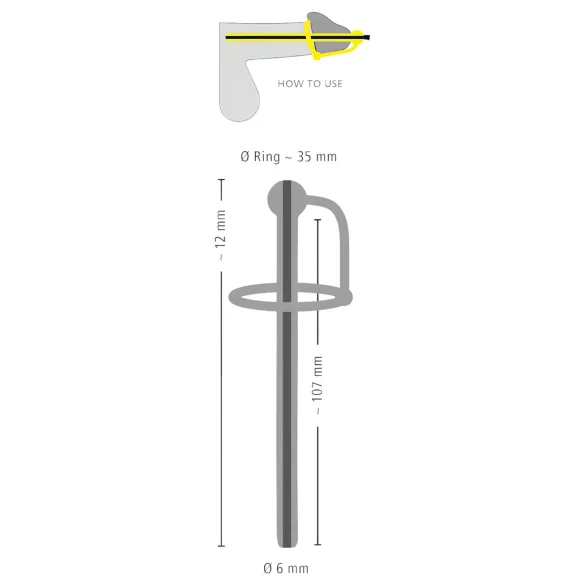 Penisplug - Silikon Eichelring mit hohlem Dilator (schwarz)