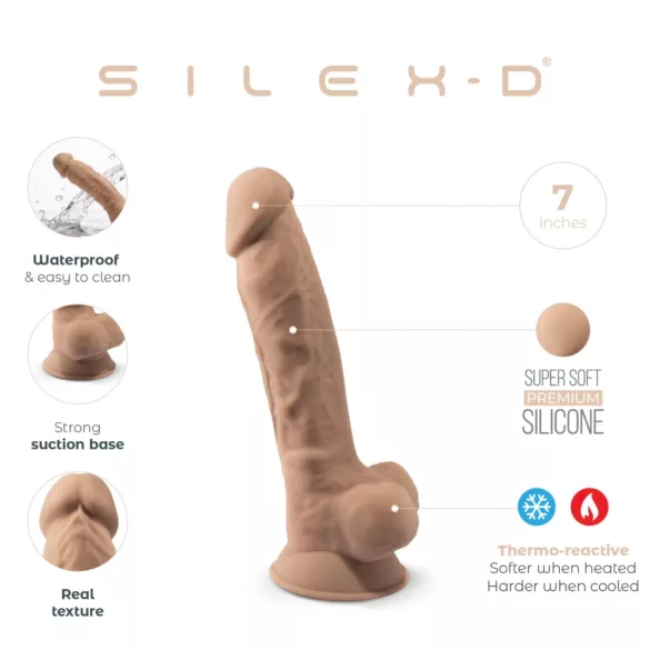 Silexd 7 - Saugnapf-Dildo - 17,5 cm (natur)