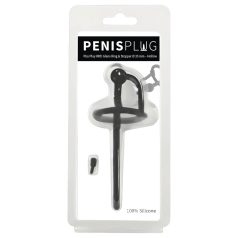 Penisplug - Silikondilator mit Eichelring (0,6mm) - schwarz