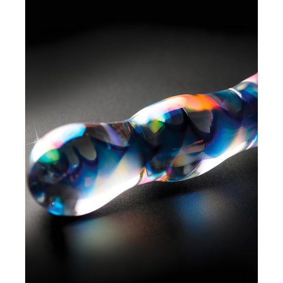 Icicles Nr. 08 - welliger, doppelseitiger Glasdildo (klar-blau)