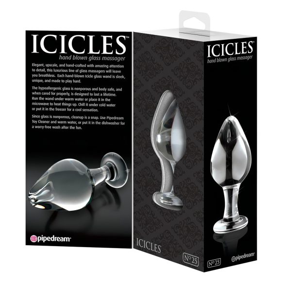 Icicles No. 25 - konischer, gläserner Analplug (transparent)
