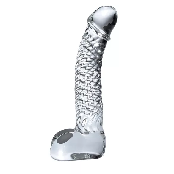 Icicles Nr. 61 - Glasdildo mit Hoden und Penis (transparent)