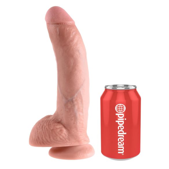 King Cock 9 - großer Saugnapf-Dildo mit Hoden (23cm) - natur