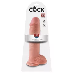 King Cock 11 - Saugnapf-Dildo mit Hoden (28cm) - Natur
