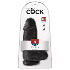   King Cock 9 Chubby - Saugnapf-Dildo mit Hoden (23cm) - schwarz