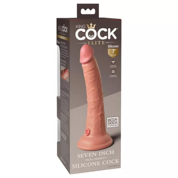 King Cock Elite 7 Zoll - Saugnapf, lebensechter Dildo (18cm) - Natur