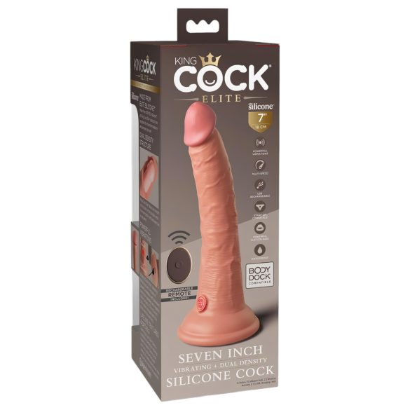 King Cock Elite 7 - Saugnapf, Funk-Vibrator 18cm - Natur