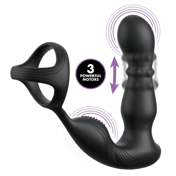 Anal Fantasy Ass-Gasm - Drehkopf Anal-Vibrator mit Penisring (Schwarz)