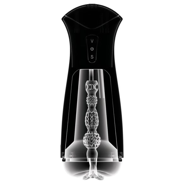 PDX Elite - Saugender, vibrierender Masturbator (schwarz)