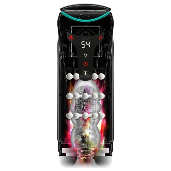 PDX Elite Moto-Bator Pro - Perlen, beheizbar, stoßender Masturbator (schwarz)