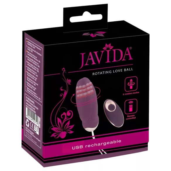 Javida - tragbares Funk-Vibro-Ei mit rotierenden Perlen (lila)