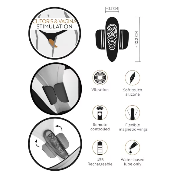 GoGasm Panty - Akku-Klitorisvibrator mit Funk (schwarz)