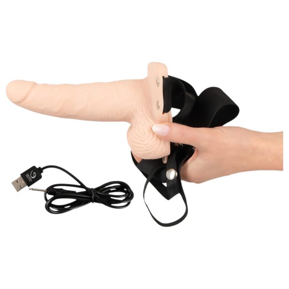 You2Toys Strap-on - hohler Vibrator zum Anschnallen (natur)