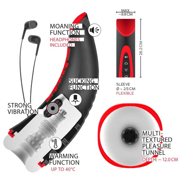 WYNE 03 - Akku-starkes Vibrations- und Saugmasturbator (Schwarz)