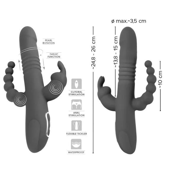SMILE Triple - Akku Vibrator mit drei Armen, drehend und stoßend (lila)