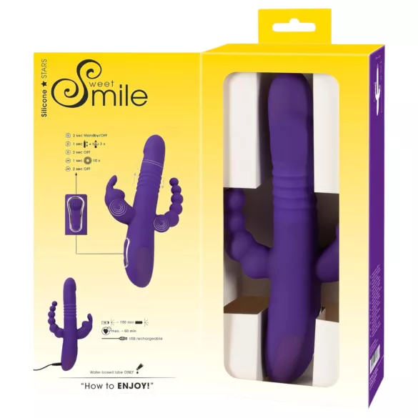 SMILE Triple - Akku Vibrator mit drei Armen, drehend und stoßend (lila)