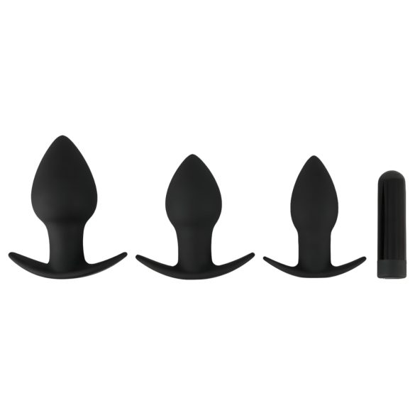 Black Velvet - Wiederaufladbares Analdildo-Set - 3-teilig (schwarz)