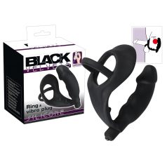   Black Velvet - Anale Vibrator mit Penis- und Hodenring (schwarz)