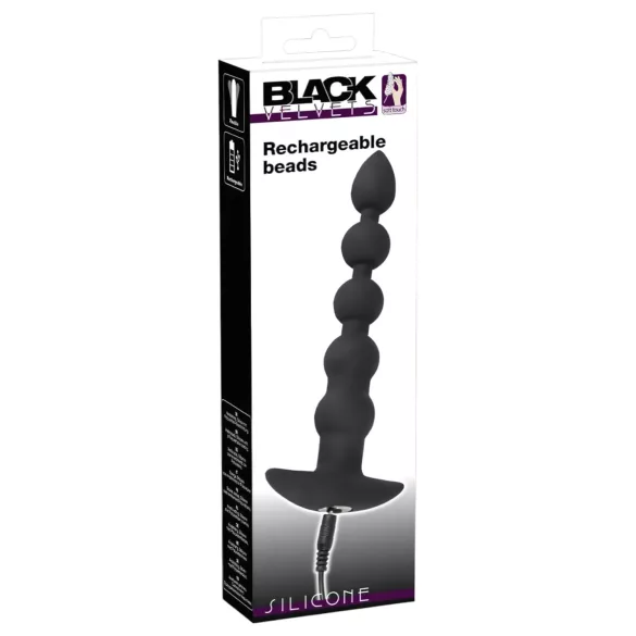 Black Velvets - wiederaufladbarer Analvibrator mit 5 Perlen (schwarz)
