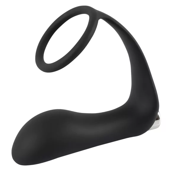 Black Velvet - Analvibrator mit Penissring (schwarz)
