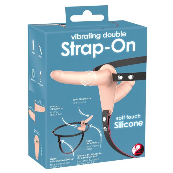 You2Toys - Strap-On - anlegbarer Doppelvibrator (natur)