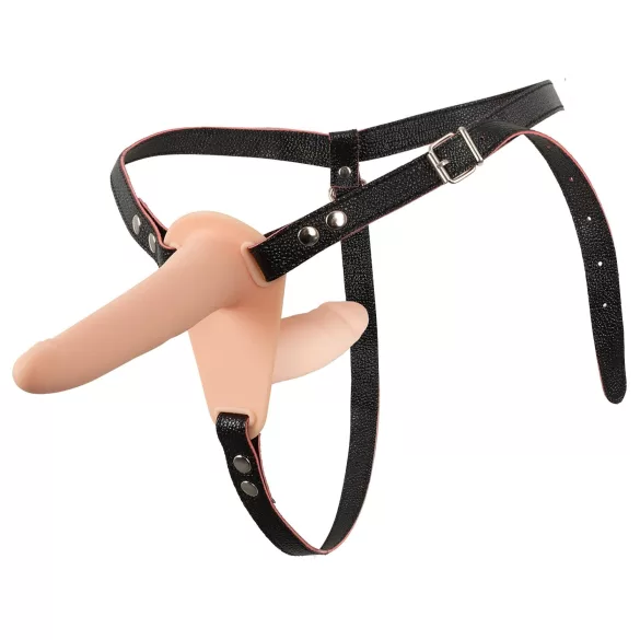 You2Toys - Strap-On - anlegbarer Doppelvibrator (hautfarben)