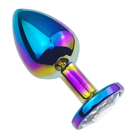 Sunfo - Metall Analplug mit weißem Stein (Regenbogen)