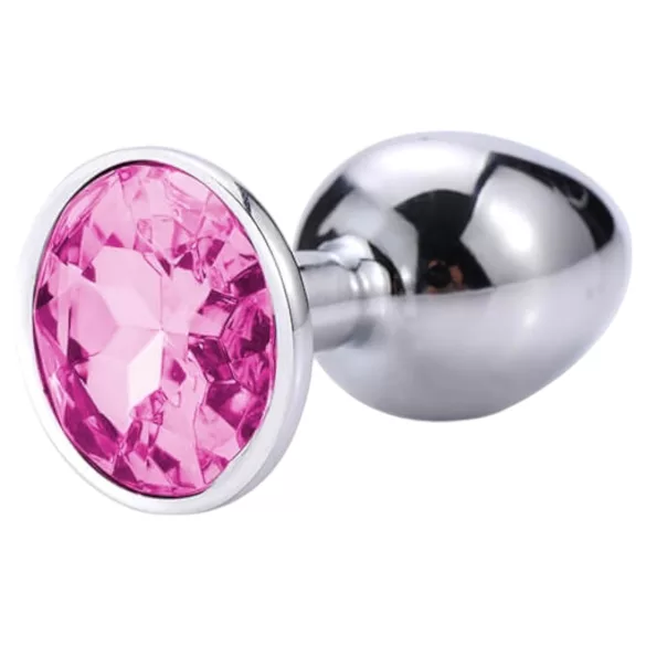 Sunfo - Metall Analplug mit pinkem Stein (Silber)