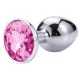 Sunfo - Metall Analplug mit pinkem Stein (Silber)