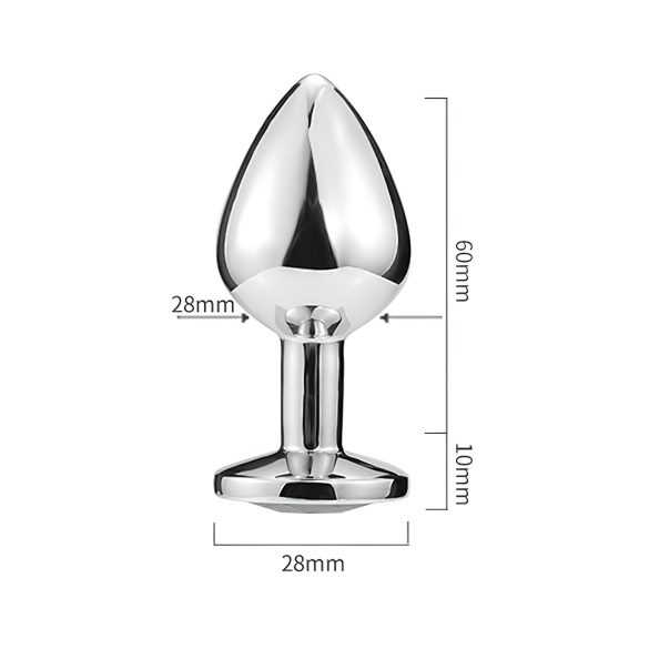 Sunfo - Metall Anal Plug mit herzförmigem Stein (Silber-Weiß)