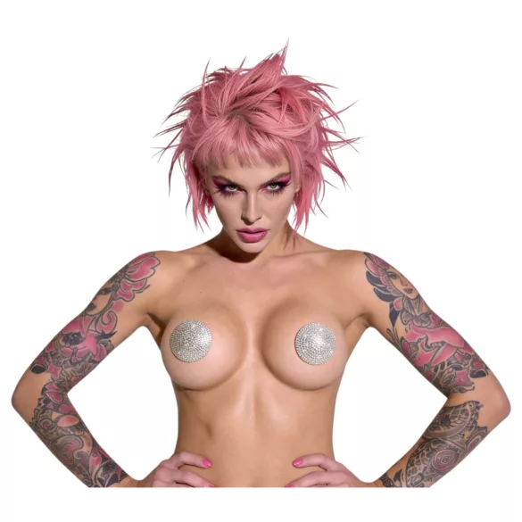 Cottelli - Nippelaufkleber mit Steinen (silber)