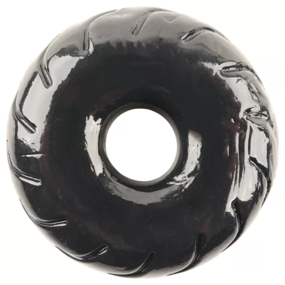 Pulselock Forge - schwarzer TPE-Penisring mit Radmuster (19 mm)