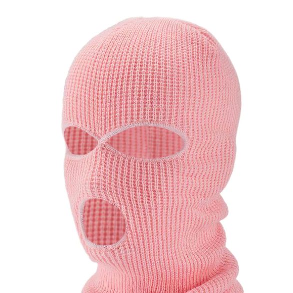 Balaclava - Strick-Saugmaske mit 3 Öffnungen (Pink)