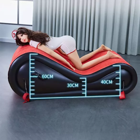 Magic Pillow - Aufblasbares BDSM Möbel - mit Fesseln - groß (rot)