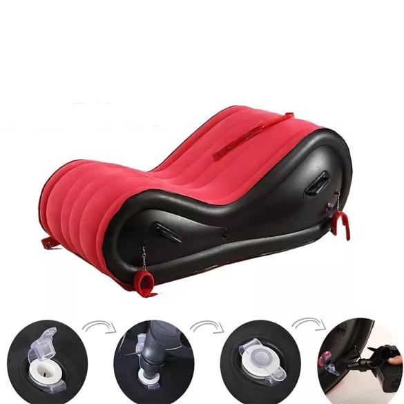 Magic Pillow - Aufblasbares BDSM Möbel - mit Fesseln - groß (rot)