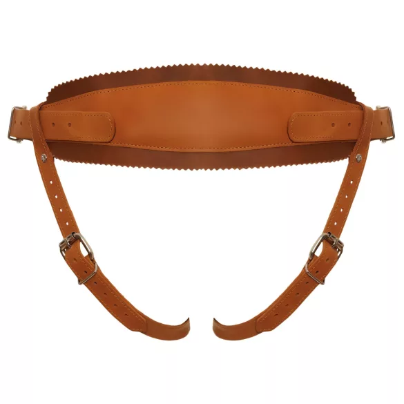 ZADO - Leder Bodygeschirr für Strap-On (braun) - L/XL