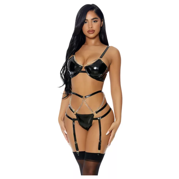 JSY 050 - erotisches Dessous-Set (schwarz) - L/XL