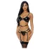 JSY 050 - erotisches Dessous-Set (schwarz) - L/XL
