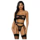 JSY 052 - erotisches Dessous-Set (schwarz) - L/XL