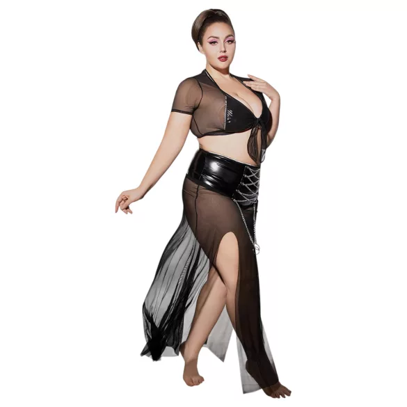 JSY 065 - schwarzes Babydoll-Set (XL-2XL)