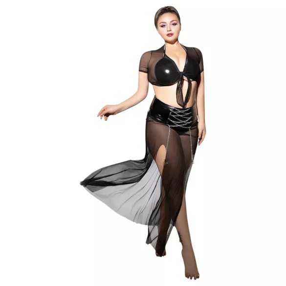 JSY 065 - schwarzes Babydoll-Set (XL-2XL)
