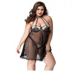 JSY 066 - schwarzes Babydoll-Set (XL-2XL)